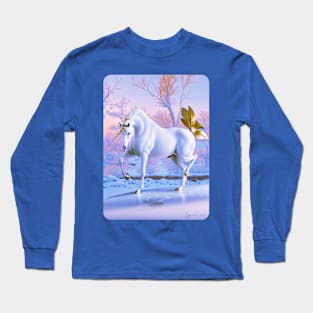 White/Gold  Fantasy Winter UNICORN Long Sleeve T-Shirt